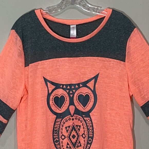 Plus Size Pink & Gray 3/4 Sleeve Owl Top. Size XXL. - Picture 2 of 9